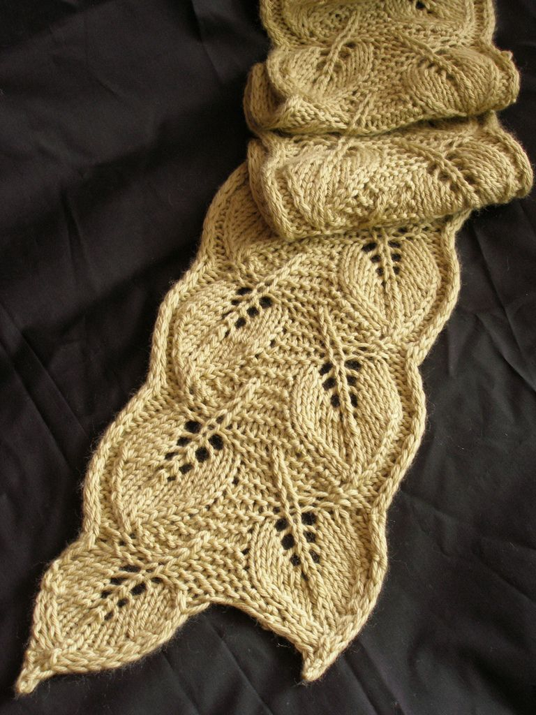 Knit Leaf Pattern Scarf Backyard Leaves Knitting Pattern Download Knitting Patterns Free