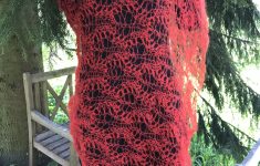Knit Leaf Pattern Scarf Hand Knitted Lace Scarf Leaf Pattern Lightweight Poppy Red Etsy