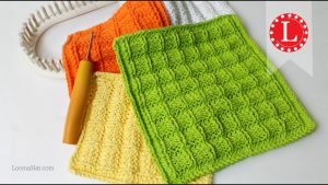 Knit Washcloth Pattern Easy Loom Knitting Dishcloth Washcloth Waffle Stitch Project Pattern