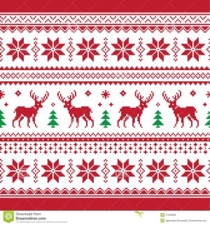 Knitting Pattern Christmas Christmas And Winter Knitted Seamless Pattern Or C Stock