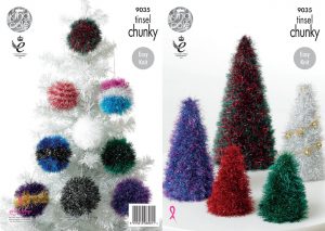 Knitting Pattern Christmas King Cole 9035 Knitting Pattern Tinsel Chunky Christmas Trees And