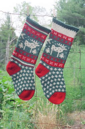 Knitting Pattern Christmas Moose Christmas Stocking Digital Knitting Pattern Instant Etsy
