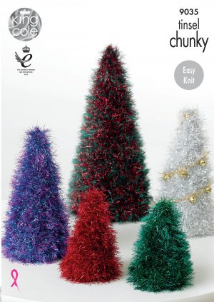 Knitting Pattern Christmas Tree Knitted Christmas Trees Tinsel Christmas Trees King Cole Christmas