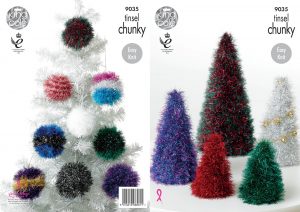 Knitting Pattern Christmas Tree Tinsel Chunky Knitting Pattern Festive Christmas Trees Baubles