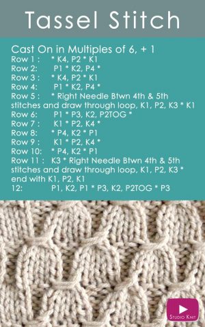 Knitting Patterns Easy Free How To Knit The Tassel Stitch Pattern With Video Tutorial Studio