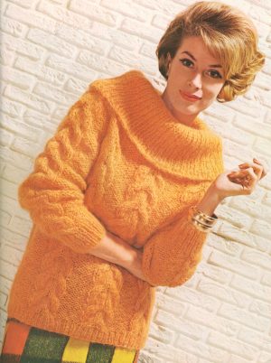 Mohair Knitting Patterns Free Pdf 6606 Mohair Roll Collar Cable Knit Vintage 1960s Sweater
