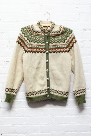 Norwegian Knitting Pattern Sweater Norwegian Fair Isle Cardigan Sm Vintage Icelandic Knit Wool Cream