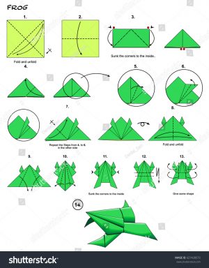 Origami Animals Step By Step Origami Animal Traditional Frog Diagram Instructions Stock