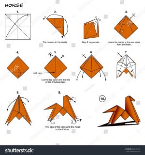 Origami Animals Step By Step Origami Animal Traditional Horse Diagram Instructions Stock
