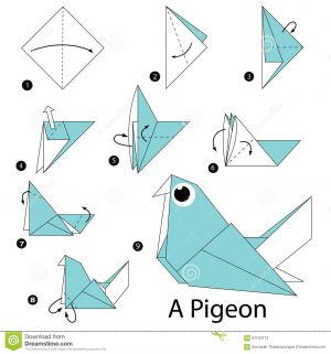 Origami Animals Step By Step Step Step Instructions How To Make Origami A Pigeon Stock Vector