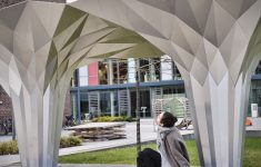Origami Architecture Paper Architects Produce Folded Alucobond Pavilion Inspired Paper Origami