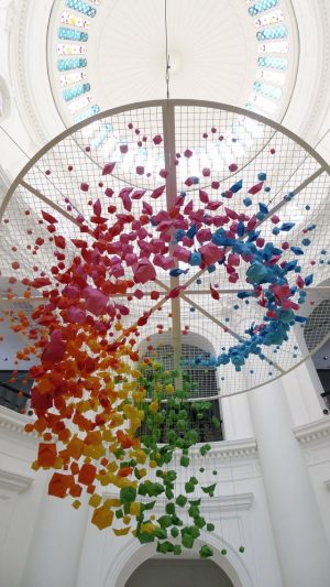 Origami Art Installation Giant Rainbow Hanging Installation Of 1000 Origami Spheres Fish