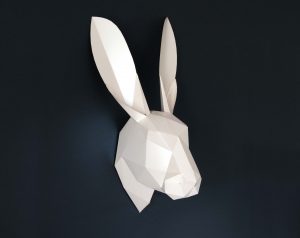 Origami Art Projects Paper Sculptures Diy Kit Rabbit 3d Wall Art Low Poly Animal Head Paper Trophy Bunny