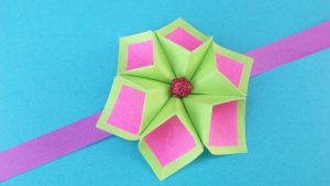 Origami Crafts Decoration Easy Paper Flower For Rakhi Bracelet Greeting Card Room Decor Diy