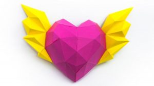 Origami Crafts Wall Art Winged Heart Diy Papercraft Wall Art Papercraft And Origami