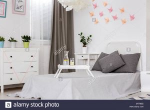 Origami Decoration Bedroom Light Bedroom With Single Bed Dresser And 3d Origami Wall Decor
