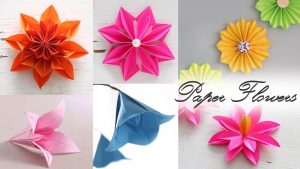 Origami Diy Flower 6 Easy Paper Flowers Paper Folding Diy Craft Youtube