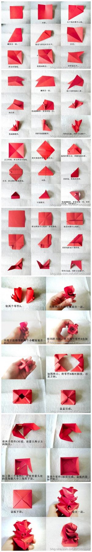 Origami Diy Step By Step How To Fold Cute Origami Paper Craft Rose Box For Valentines Day