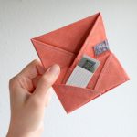 Origami Envelope Pockets Peach Grey 6 Pocket Cardholder Cotton Origami Sposo
