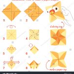 Origami For Beginners How To Make Instructions How Make Paper Bird Origami Stock Illustration