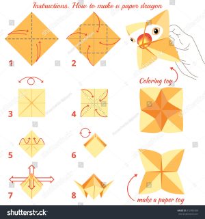 Origami For Beginners How To Make Instructions How Make Paper Bird Origami Stock Illustration