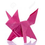 Origami For Beginners Kids Paper Fox Model On White Background Fun Project For Origami Stock