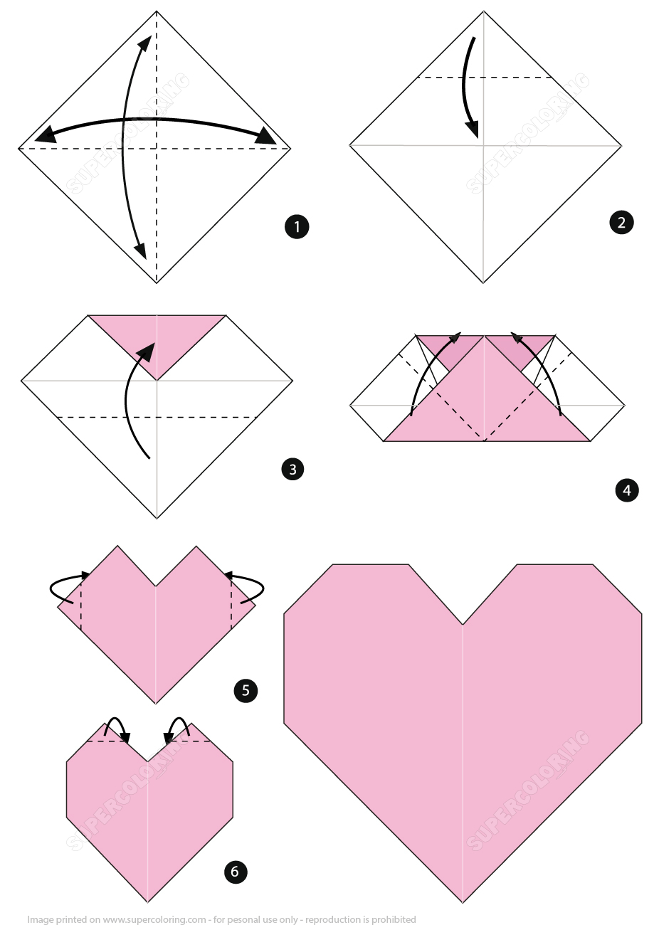 Origami For Beginners Step By Step Easy Origami Heart Instructions Free Printable Papercraft Templates