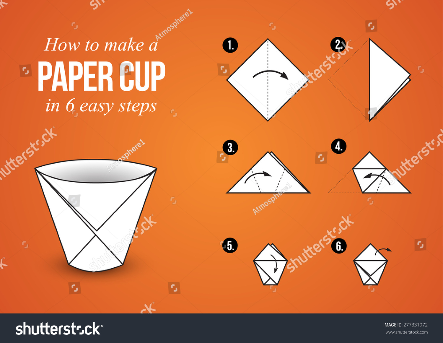 Origami For Beginners Step By Step Easy Origami Tutorial Make Paper Cup 6 Stock Vector Royalty Free