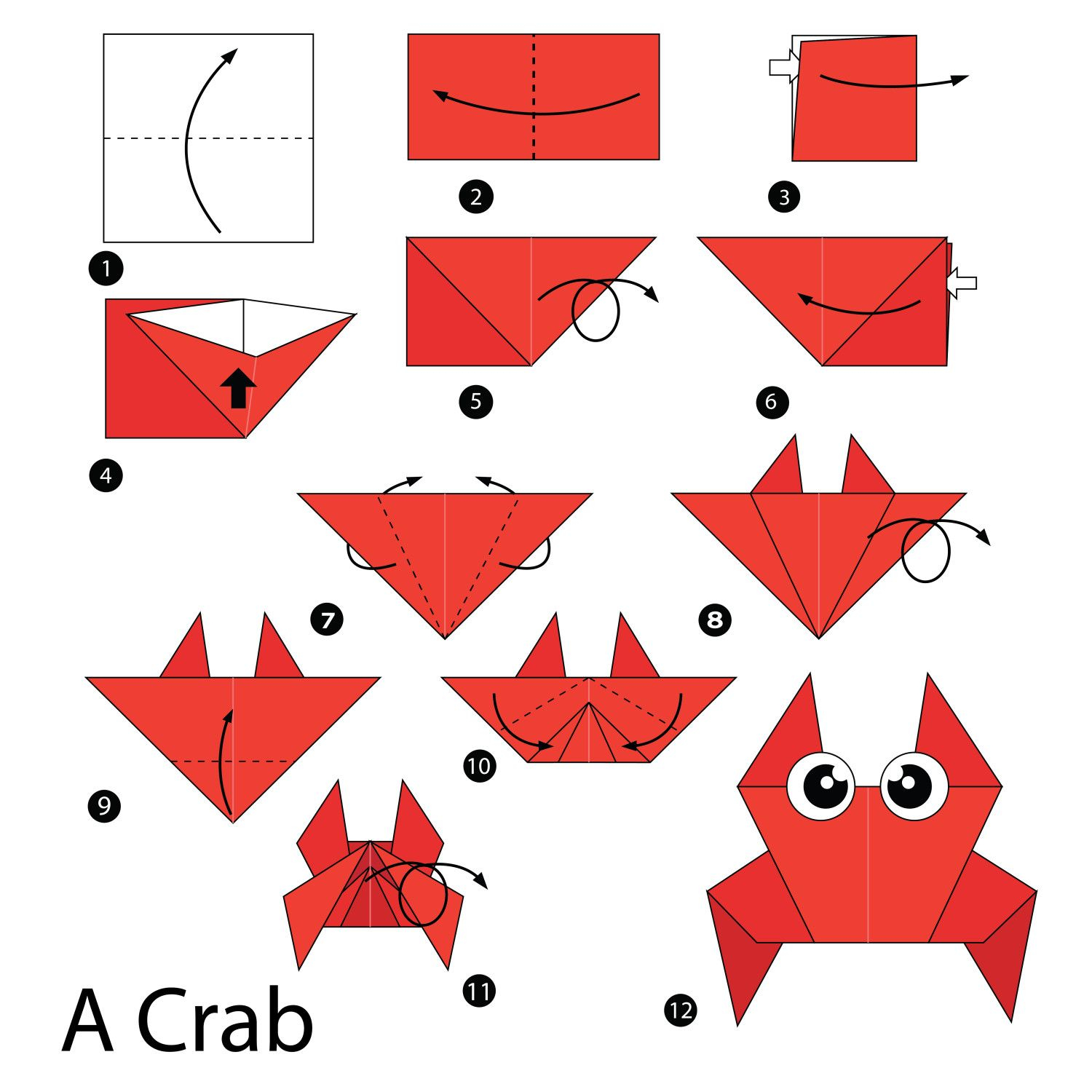 Origami For Beginners Step By Step Easy Simple Origami Instructions How To Fold A Crab Origami