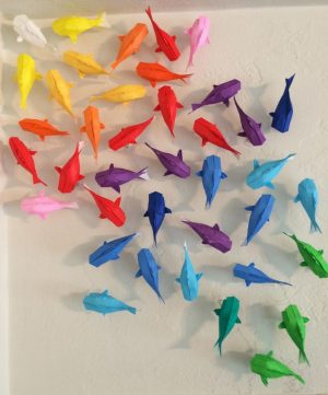 Origami Ideas Decoration Wall Art Wall Of Rainbow Koi 7 Steps With Pictures
