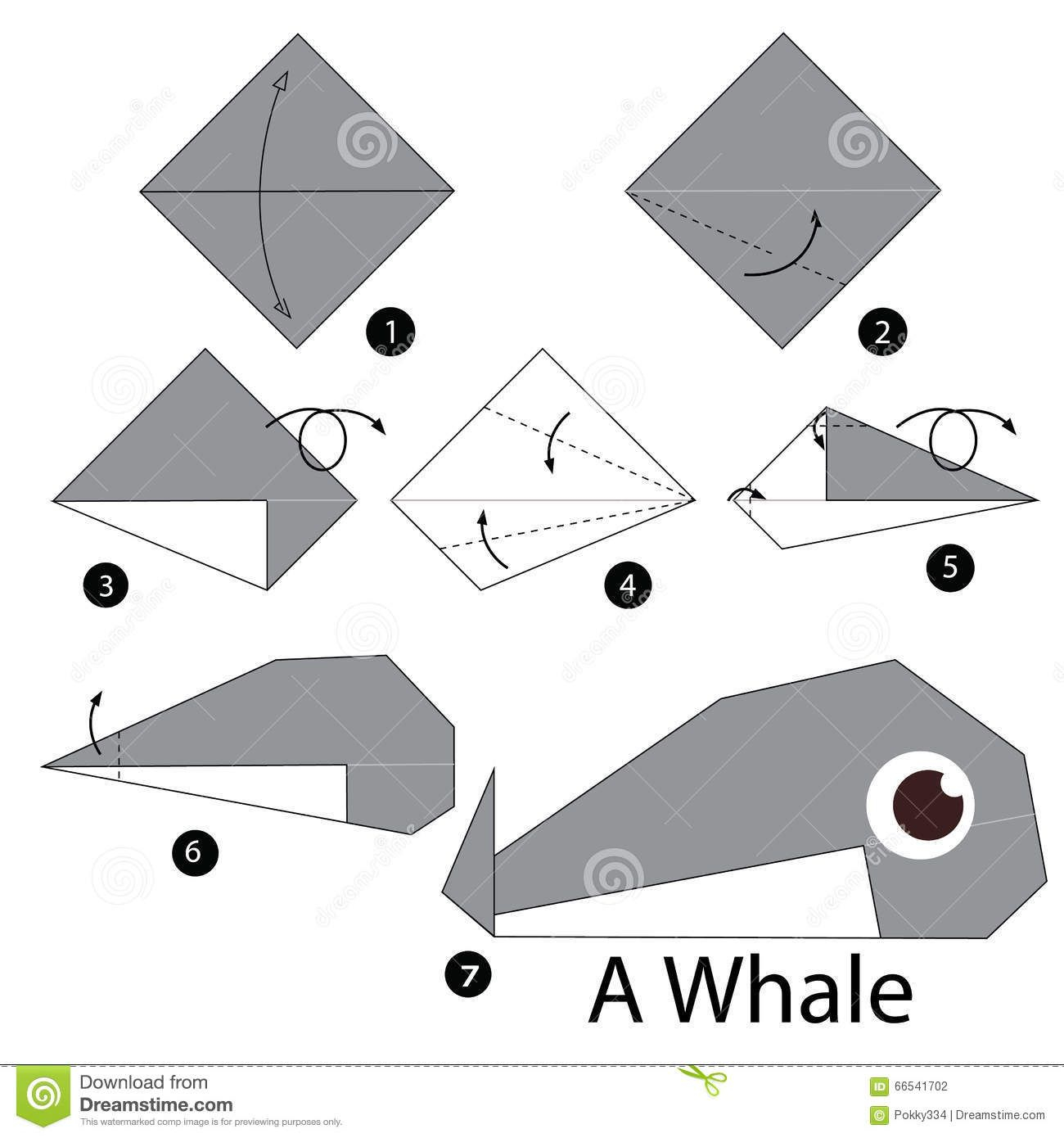 Origami Ideas Step By Step Step Step Instructions How To Make Origami Whale Animal Toy Cartoon