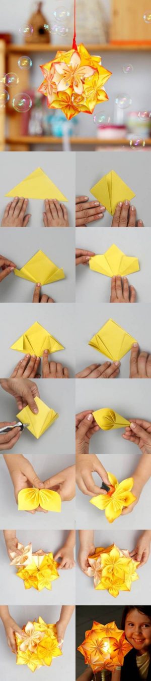 Origami Kusudama Flower How To Make Diy Origami Kusudama Decoration