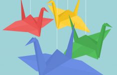 Origami Paper Crane Hanging Origami Paper Cranes In Various Color Vector Image