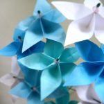 Origami Paper Flowers Hand Crafted Breezy Blue Stars Whimsical Origami Paper Flower