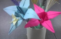Origami Paper Flowers Make A Vase Of Paper Flower Pens 6 Steps
