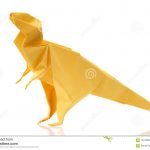 Origami Projects Decoration Yellow Tyrannosaurus On White Background Stock Photo Image Of