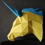 Origami Projects Wall Art Magical Model Unicornpapercraft Unicornpaper Trophyunicorn Etsy