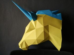 Origami Projects Wall Art Magical Model Unicornpapercraft Unicornpaper Trophyunicorn Etsy