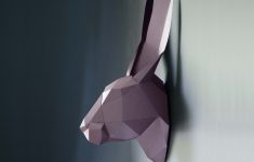 Origami Sculpture Art Diy Kit Rabbit 3d Wall Art Low Poly Animal Head Paper Trophy Bunny