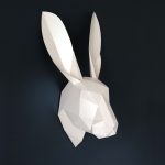 Origami Sculpture Art Diy Kit Rabbit 3d Wall Art Low Poly Animal Head Paper Trophy Bunny