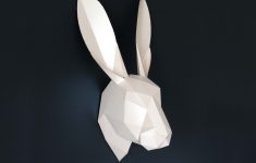 Origami Sculpture Art Diy Kit Rabbit 3d Wall Art Low Poly Animal Head Paper Trophy Bunny