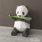 Origami Sculpture Diy Bamboo Panda Papercraft Panda Paper Sculpture Low Poly Panda
