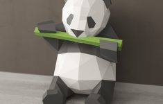Origami Sculpture Diy Bamboo Panda Papercraft Panda Paper Sculpture Low Poly Panda