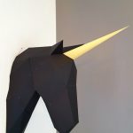Origami Sculpture Diy Black Gold Silver Unicorn Head Paper Trophy Diy Kit Sculpaper