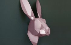 Origami Sculpture Diy Diy Kit Rabbit 3d Wall Art Low Poly Animal Head Paper Trophy Bunny