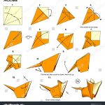 Origami Tutorial Animal Origami Animal Rat Mouse Diagram Instructions Stock Illustration