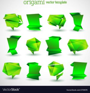Origami Tutorial Geometric Geometrical Origami Template Set Royalty Free Vector Image