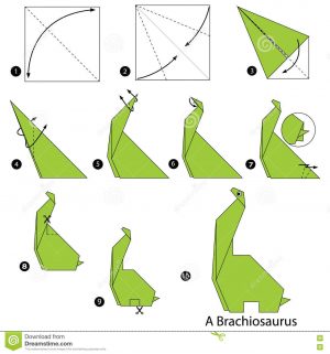 Origami Tutorial Step By Step Step Step Instructions How To Make Origami A Dinosaur Stock