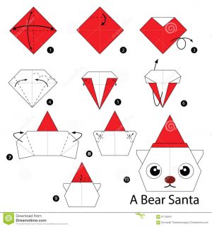 Origami Tutorial Step By Step Step Step Instructions How To Make Origami Bear Santa Stock