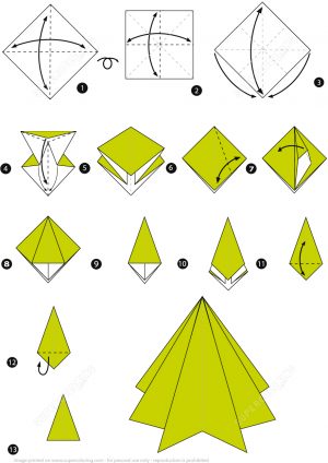 Paper Origami Step By Step Origami Step Step Instructions Of A Christmas Tree Free